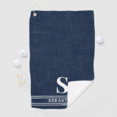 Serviette De Golf Monogramme Marine bleu et blanc moderne (En situation)