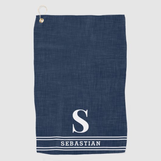 Serviette De Golf Monogramme Marine bleu et blanc moderne (Devant)