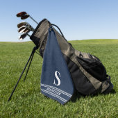 Serviette De Golf Monogramme Marine bleu et blanc moderne (Vert)