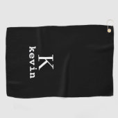 Serviette De Golf monogramme masculin personnalisé noir et blanc (Horizontal)
