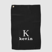 Serviette De Golf monogramme masculin personnalisé noir et blanc (Devant)
