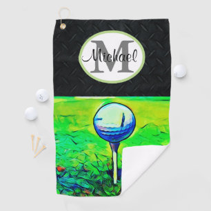 Serviette De Golf Monogramme masculin robuste Nom Plate de diamant G