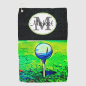 Serviette De Golf Monogramme masculin robuste Nom Plate de diamant G (Devant)
