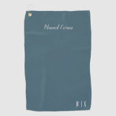 Serviette De Golf Monogramme minimal moderne bleu et blanc magnétiqu (Devant)