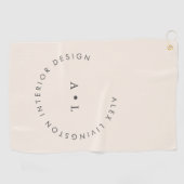 Serviette De Golf Monogramme minimaliste moderne de crème ivoire (Horizontal)