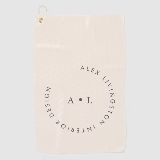 Serviette De Golf Monogramme minimaliste moderne de crème ivoire (Devant)