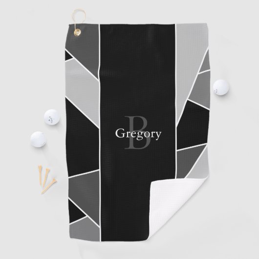 Serviette De Golf Monogramme Moderne Abstrait gris noir blanc (En situation)