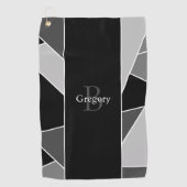 Serviette De Golf Monogramme Moderne Abstrait gris noir blanc (Devant)
