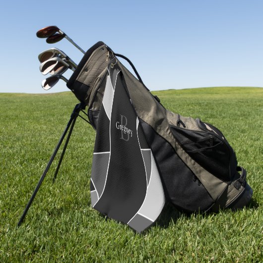 Serviette De Golf Monogramme Moderne Abstrait gris noir blanc (Vert)