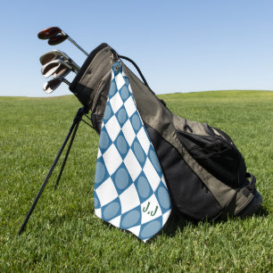 Serviette De Golf Monogramme moderne Coutume magnétique bleu et blan