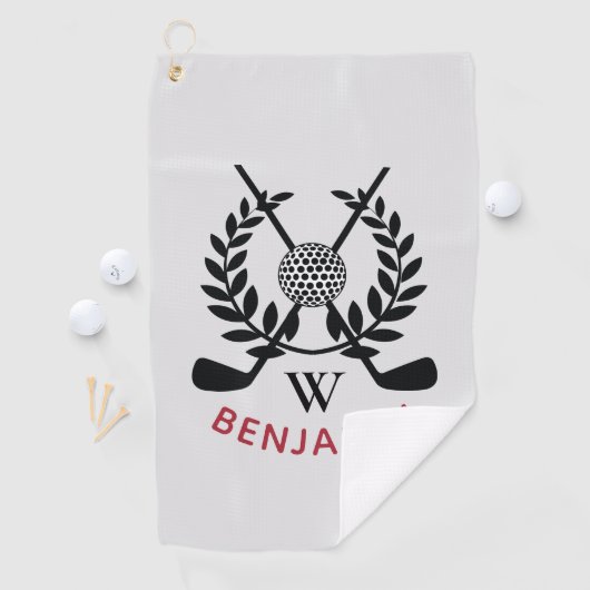 Serviette De Golf Monogramme moderne de Mens (En situation)