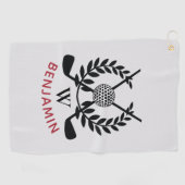 Serviette De Golf Monogramme moderne de Mens (Horizontal)