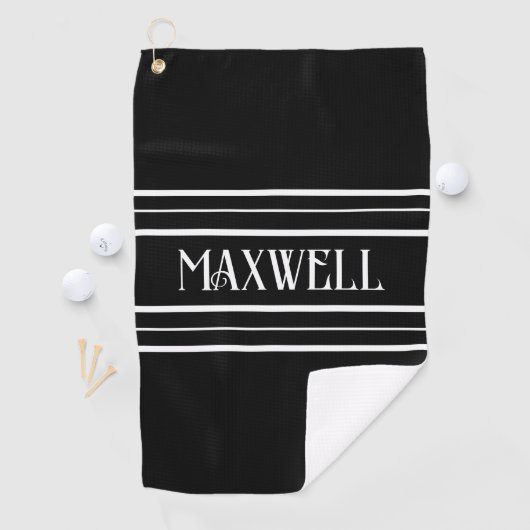 Serviette De Golf Monogramme moderne en gras blanc (En situation)