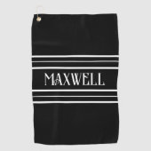 Serviette De Golf Monogramme moderne en gras blanc (Devant)