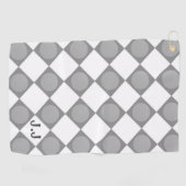 Serviette De Golf Monogramme moderne Gris et blanc Personnalisé magn (Horizontal)