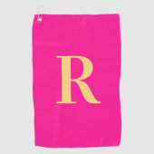 Serviette De Golf Monogramme moderne Hot rose (Devant)