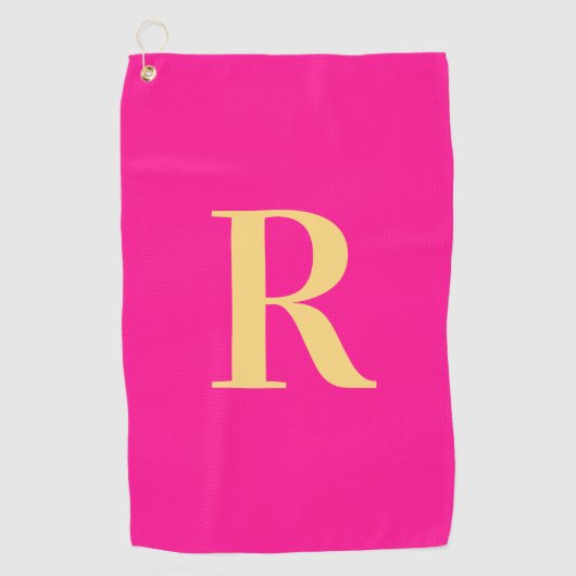 Serviette De Golf Monogramme moderne Hot rose (Devant)