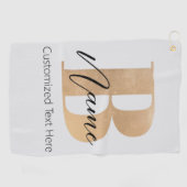 Serviette De Golf Monogramme moderne Initiale B & Nom Personnalisé (Horizontal)