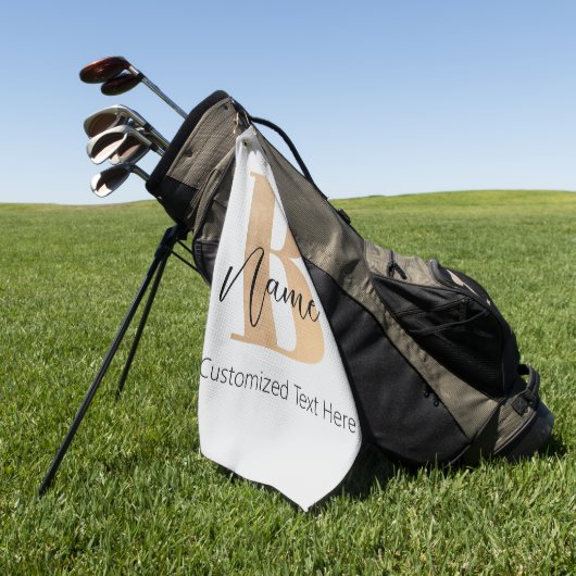 Serviette De Golf Monogramme moderne Initiale B & Nom Personnalisé (Vert)