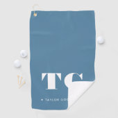 Serviette De Golf Monogramme moderne minimal Étoiles de nom bleu (En situation)
