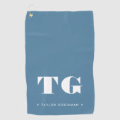 Serviette De Golf Monogramme moderne minimal Étoiles de nom bleu (Devant)