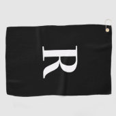 Serviette De Golf Monogramme moderne noir et blanc (Horizontal)
