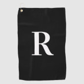 Serviette De Golf Monogramme moderne noir et blanc (Devant)
