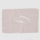 Serviette De Golf Monogramme Moderne Nom du script Élégante Feminine (Horizontal)