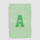 Serviette De Golf Monogramme moderne | Pale & Kelly Green (Devant)