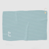 Serviette De Golf Monogramme moderne Pastel Bleu Blanc Vague Motif (Horizontal)