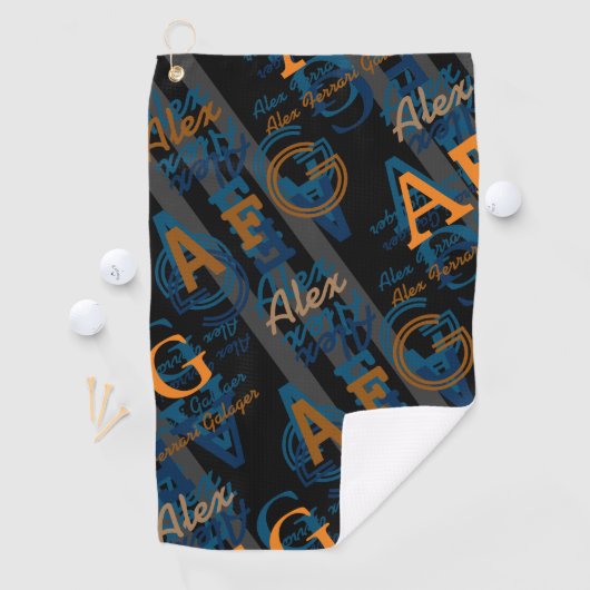 Serviette De Golf Monogramme Moderne Répétition Initiales et Noms (En situation)