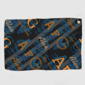 Serviette De Golf Monogramme Moderne Répétition Initiales et Noms (Horizontal)