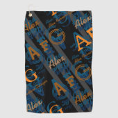 Serviette De Golf Monogramme Moderne Répétition Initiales et Noms (Devant)