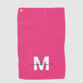 Serviette De Golf Monogramme Moderne Rose Chaud (Devant)