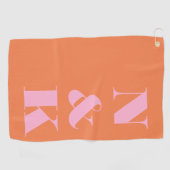 Serviette De Golf Monogramme moderne rose orange Personnalisé mariag (Horizontal)