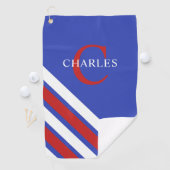Serviette De Golf Monogramme moderne Rouge Blanc Bleu Golfing (En situation)