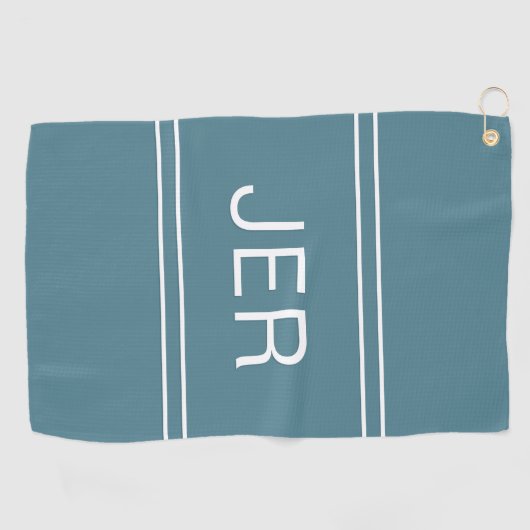 Serviette De Golf Monogramme moderne Turquoise Golfer Sports Pro (Horizontal)