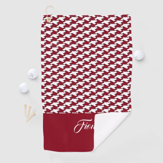 Serviette De Golf Monogramme motif de base rouge et blanc (En situation)
