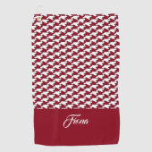Serviette De Golf Monogramme motif de base rouge et blanc (Devant)