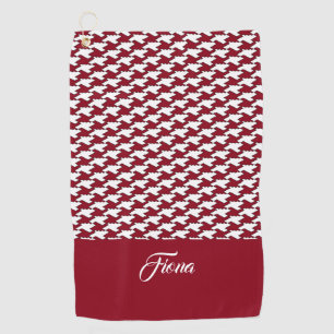 Serviette De Golf Monogramme motif de base rouge et blanc