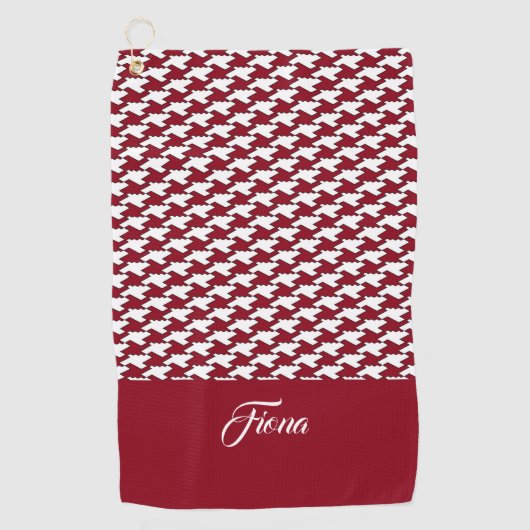 Serviette De Golf Monogramme motif de base rouge et blanc (Devant)