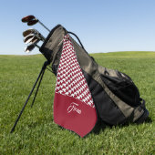 Serviette De Golf Monogramme motif de base rouge et blanc (Vert)