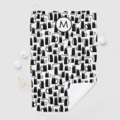 Serviette De Golf Monogramme Motif de chat noir (En situation)