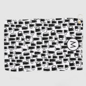 Serviette De Golf Monogramme Motif de chat noir (Horizontal)