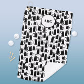 Serviette De Golf Monogramme Motif de chat noir