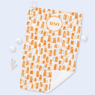 Serviette De Golf Monogramme Motif de chat orange