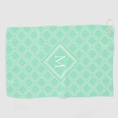 Serviette De Golf Monogramme Motif de menthe et diamants blancs (Horizontal)