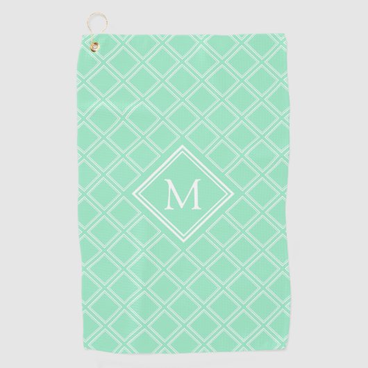 Serviette De Golf Monogramme Motif de menthe et diamants blancs (Devant)