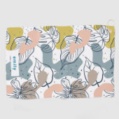 Serviette De Golf Monogramme Motif feuille tropical (Horizontal)