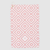 Serviette De Golf Monogramme Motif géométrique rose blanc (Devant)